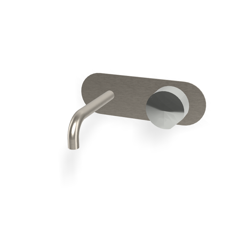 Vòi chậu nóng lạnh 2 lỗ gắn tường, hiệu FIMA, dòng So, màu BRUSHED NICKEL, F3171WLX5SN