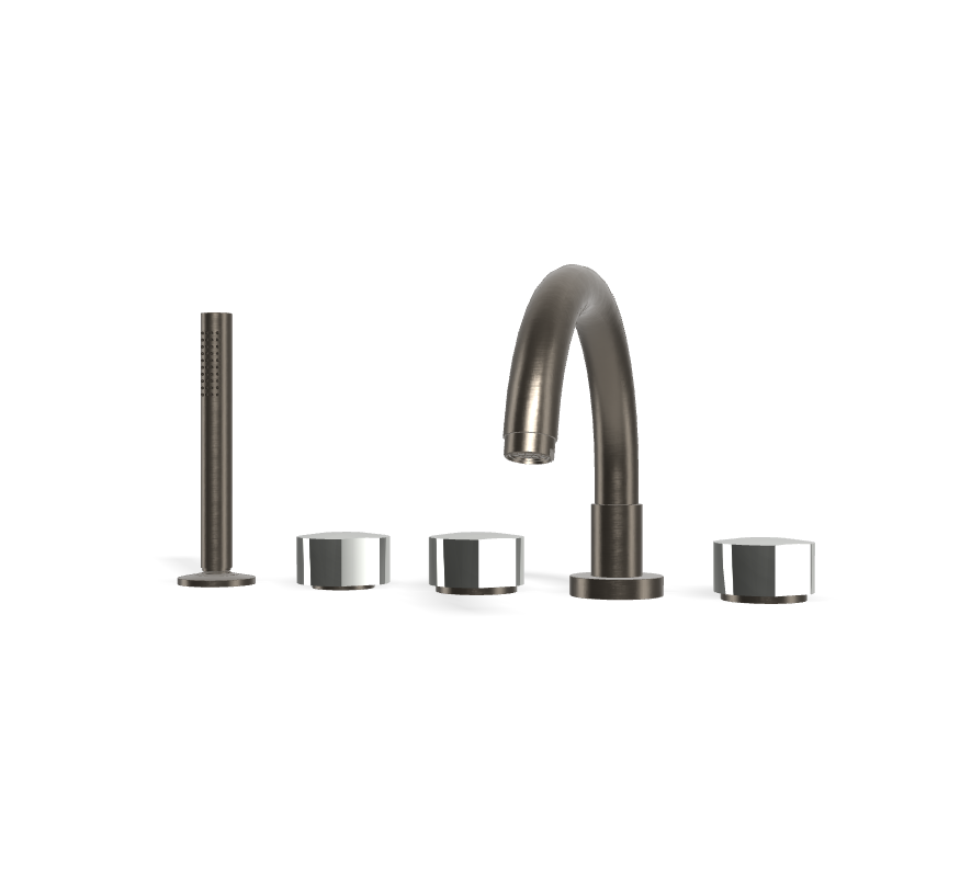 Vòi xả bồn 5 lỗ gắn thành, hiệu FIMA, dòng So, màu BRUSHED BLACK CHROME, F3174CS