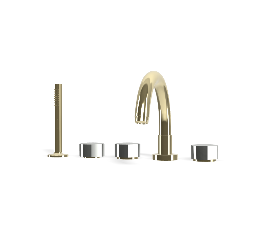 Vòi xả bồn 5 lỗ gắn thành, hiệu FIMA, dòng So, màu CHAMPAGNE, F3174HL