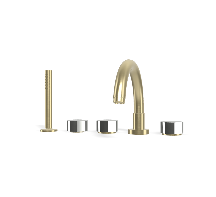 Vòi xả bồn 5 lỗ gắn thành, hiệu FIMA, dòng So, màu BRUSHED CHAMPAGNE, F3174HS