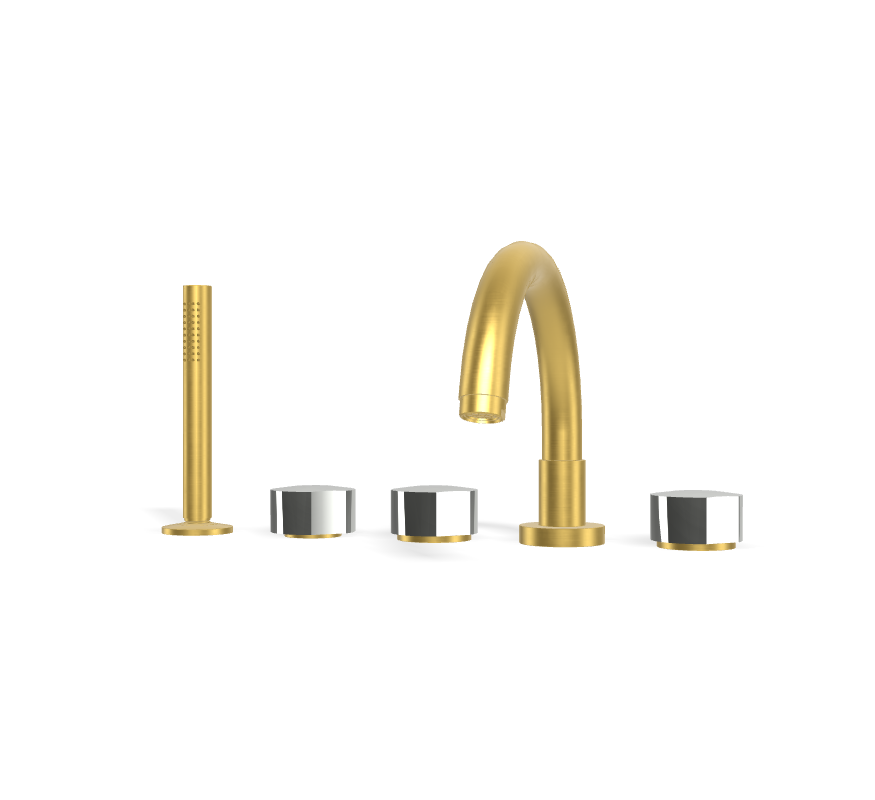 Vòi xả bồn 5 lỗ gắn thành, hiệu FIMA, dòng So, màu BRUSHED GOLD, F3174OS