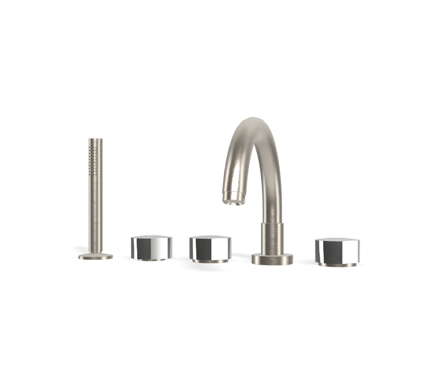 Vòi xả bồn 5 lỗ gắn thành, hiệu FIMA, dòng So, màu BRUSHED NICKEL, F3174SN