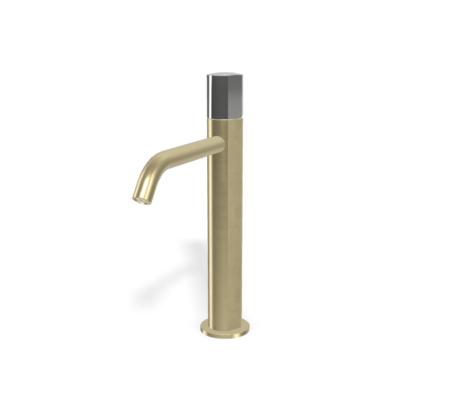Vòi chậu cao nóng lạnh 1 lỗ , hiệu FIMA, dòng So, màu BRUSHED CHAMPAGNE, F3181/HHS