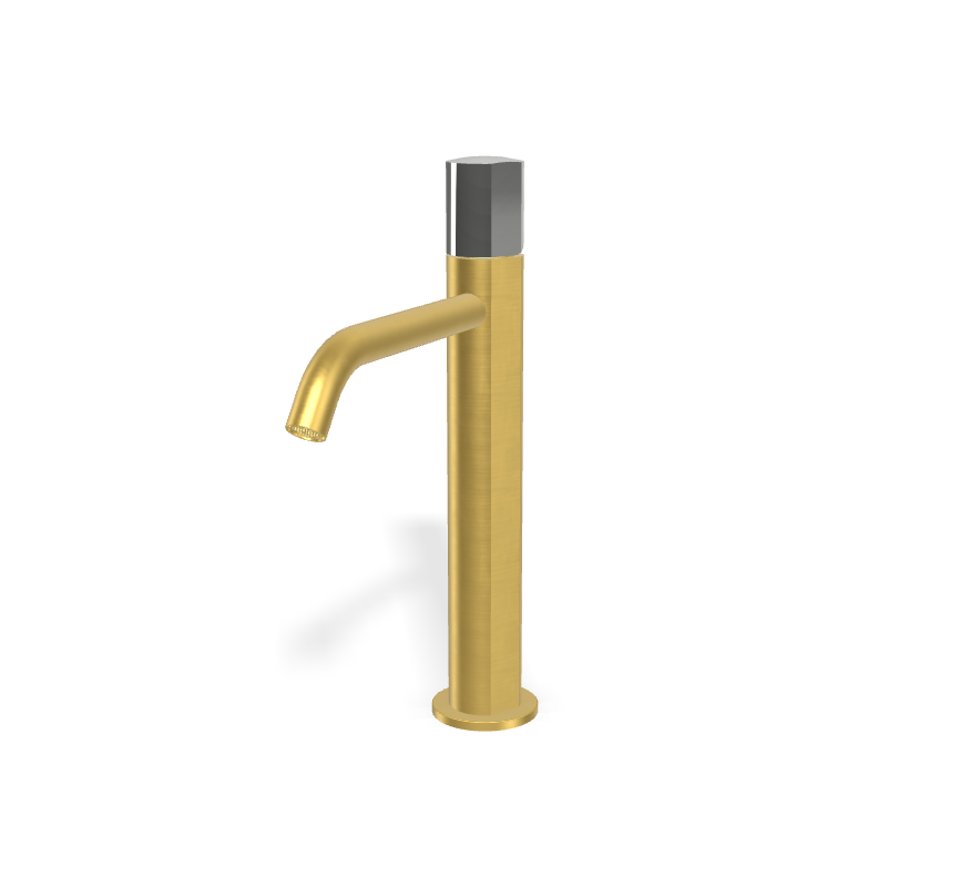 Vòi chậu cao nóng lạnh 1 lỗ, hiệu FIMA, dòng So, màu BRUSHED GOLD, F3181/HOS
