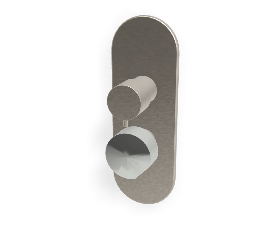 Mặt nạ điều khiển van âm tường 3 chức năng, hiệu FIMA, dòng So, màu BRUSHED NICKEL, F3189X6SN