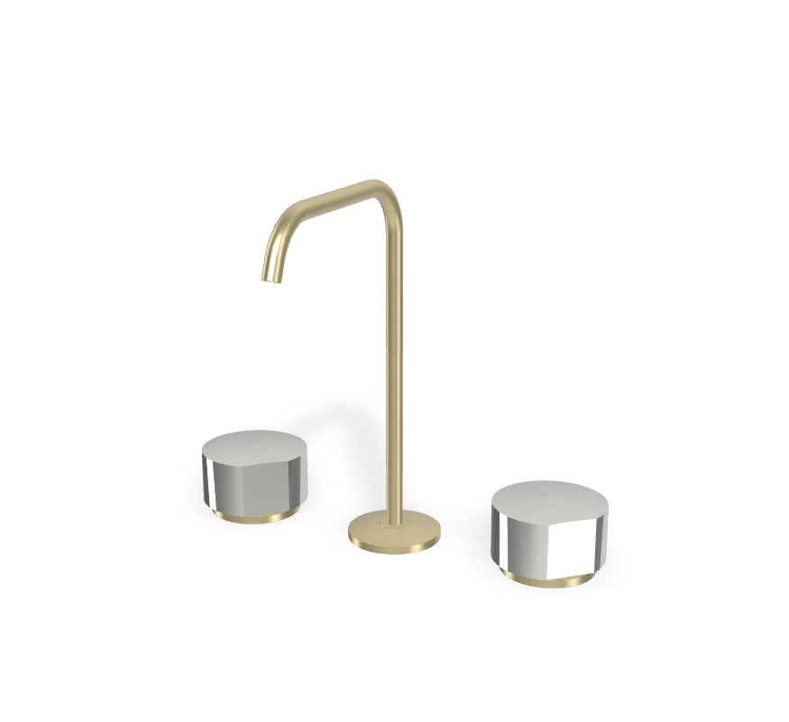 Vòi chậu 3 lỗ nóng lạnh, hiệu FIMA, dòng So, màu BRUSHED CHAMPAGNE, F3191AHS