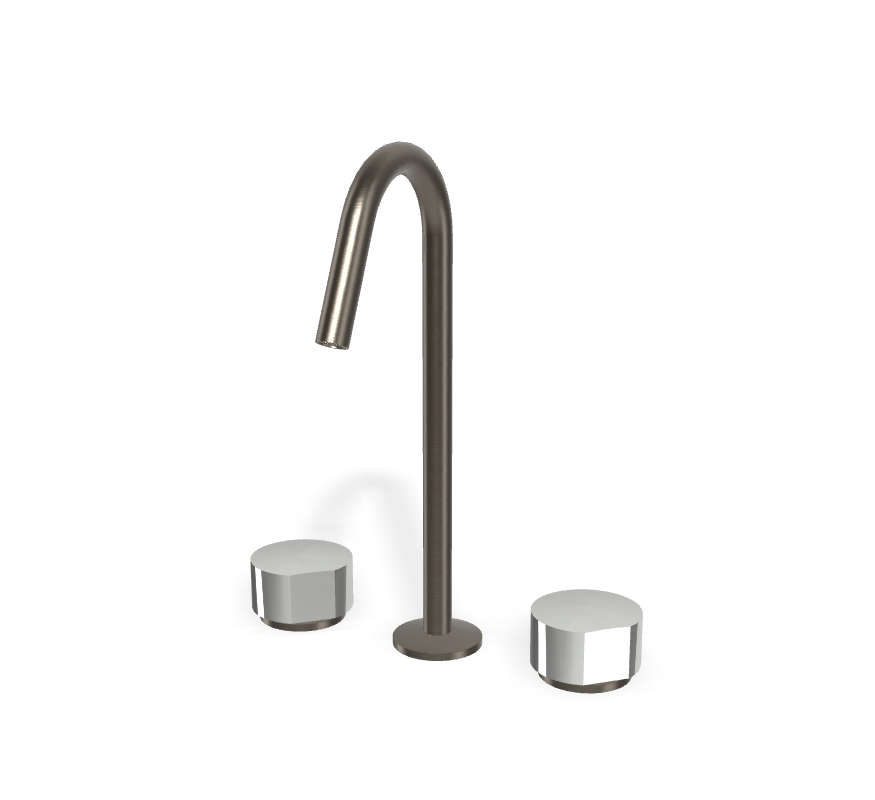 Vòi chậu 3 lỗ nóng lạnh, hiệu FIMA, dòng So, màu BRUSHED BLACK CHROME, F3191CCS
