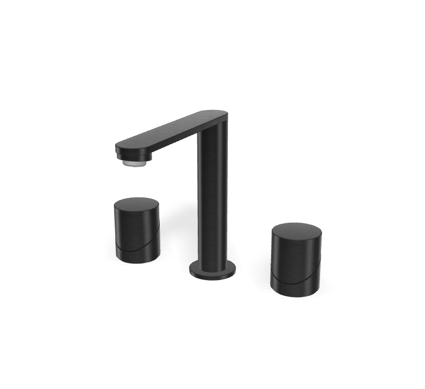Vòi chậu 3 lỗ, hiệu FIMA, dòng SLIDE, màu BRUSHED BLACK CHROME