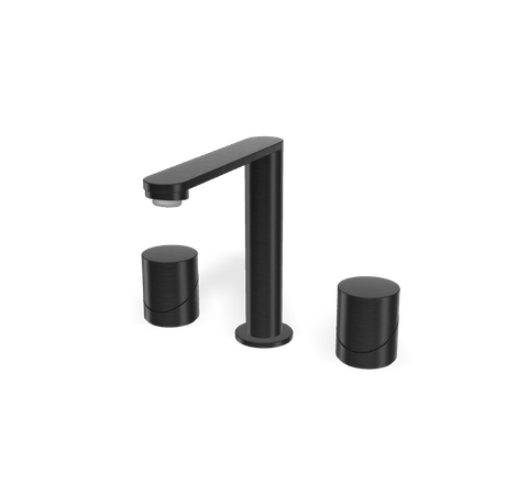 Vòi chậu 3 lỗ, hiệu FIMA, dòng SLIDE, màu BRUSHED BLACK CHROME