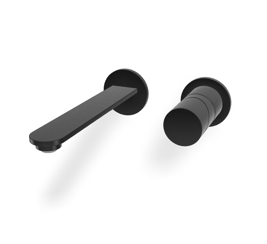 Vòi chậu gắn tường, hiệu FIMA, dòng SLIDE, màu BRUSHED BLACK CHROME