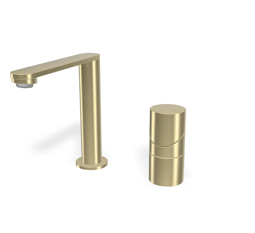 Vòi chậu 2 lỗ, hiệu FIMA, dòng SLIDE, màu BRUSHED CHAMPAGNE