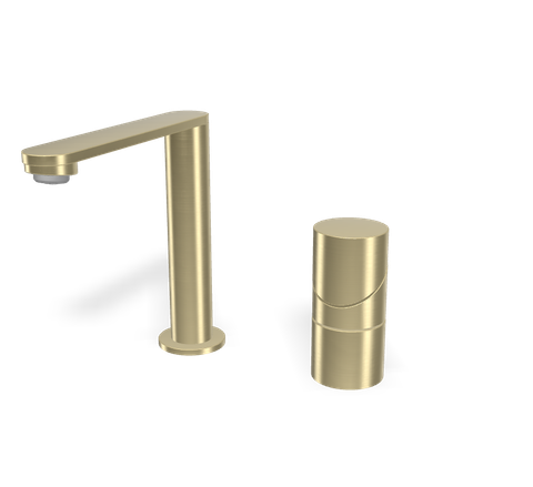 Vòi chậu 2 lỗ, hiệu FIMA, dòng SLIDE, màu BRUSHED CHAMPAGNE