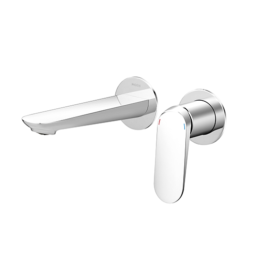 Vòi lavabo 2 lỗ gắn tường (chưa gồm phần âm UR3000), dòng LUMI, màu Chrome, hiệu Moen, chất liệu Đồng, kích thước 173x201x129mm