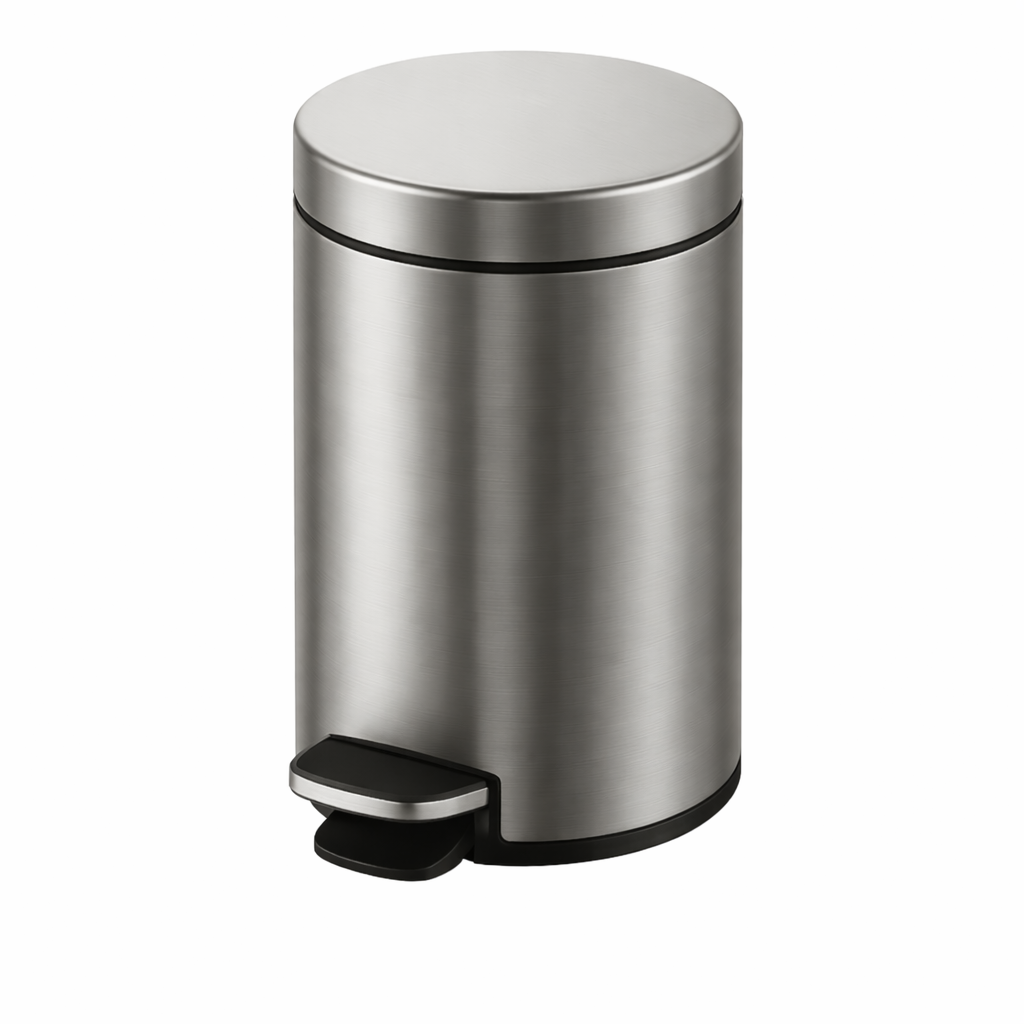 Thùng rác 5L, màu chrome, chất liệu Thép không gỉ, hiệu Trevi TVDB8856C