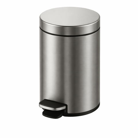 Thùng rác 5L, màu chrome, chất liệu Thép không gỉ, hiệu Trevi TVDB8856C