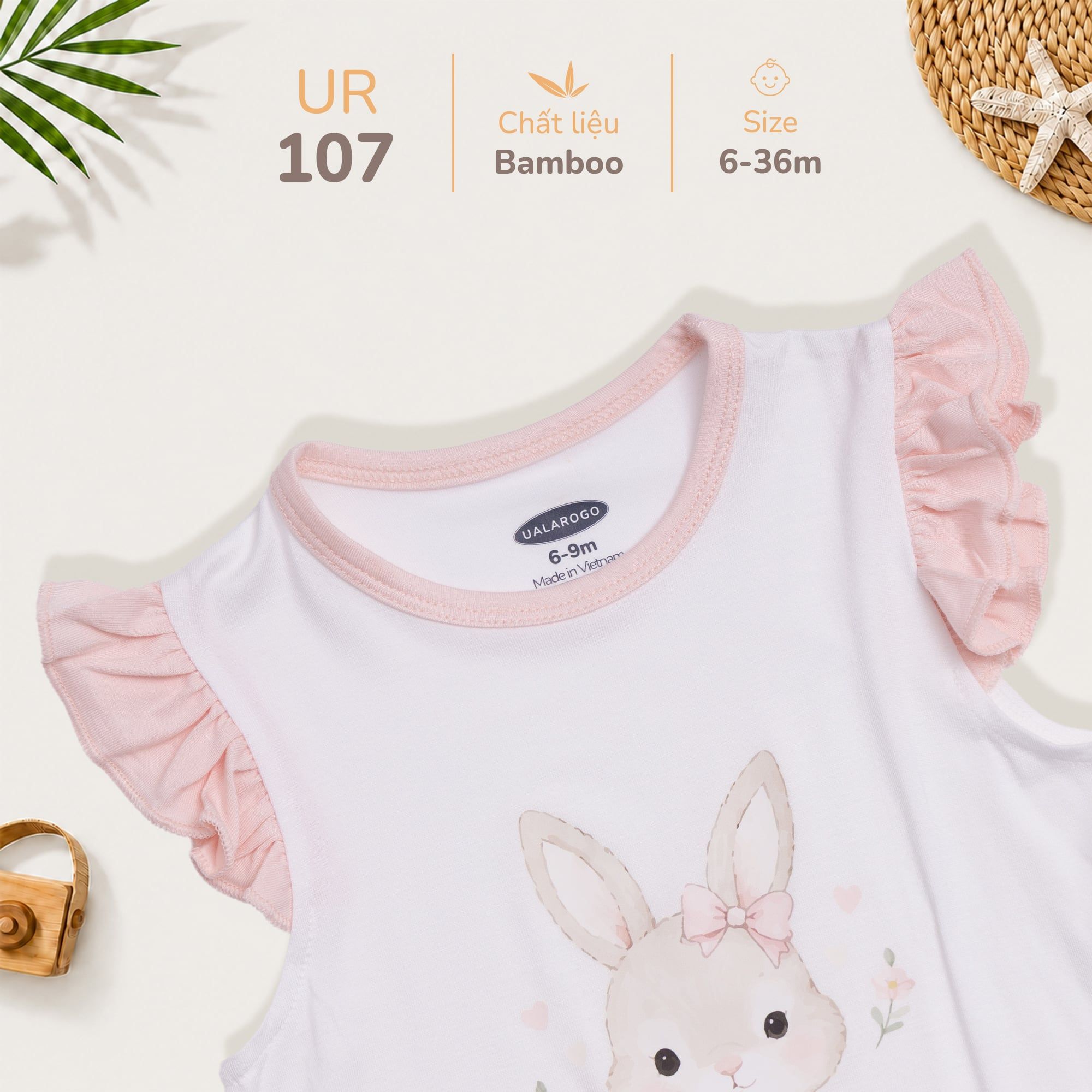  Bộ Sát Nách Bé Gái Vải Sợi Tre Bamboo Kháng Khuẩn UR 107 