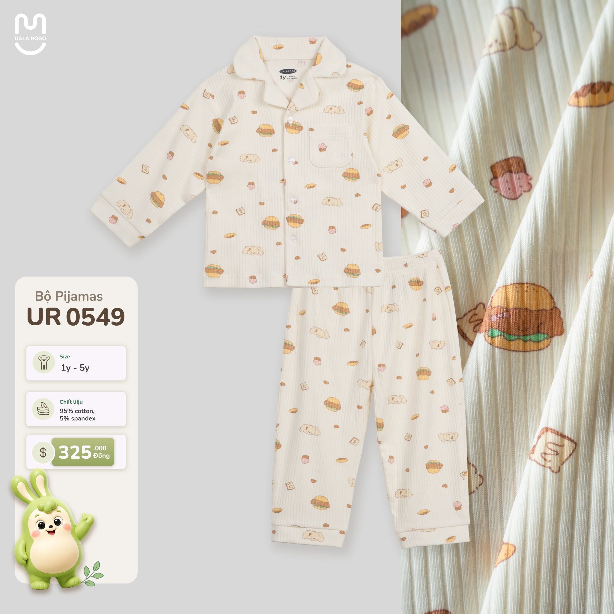  Bộ Pijamas dài tay họa tiết xinh xắn Uala Rogo UR 0549 