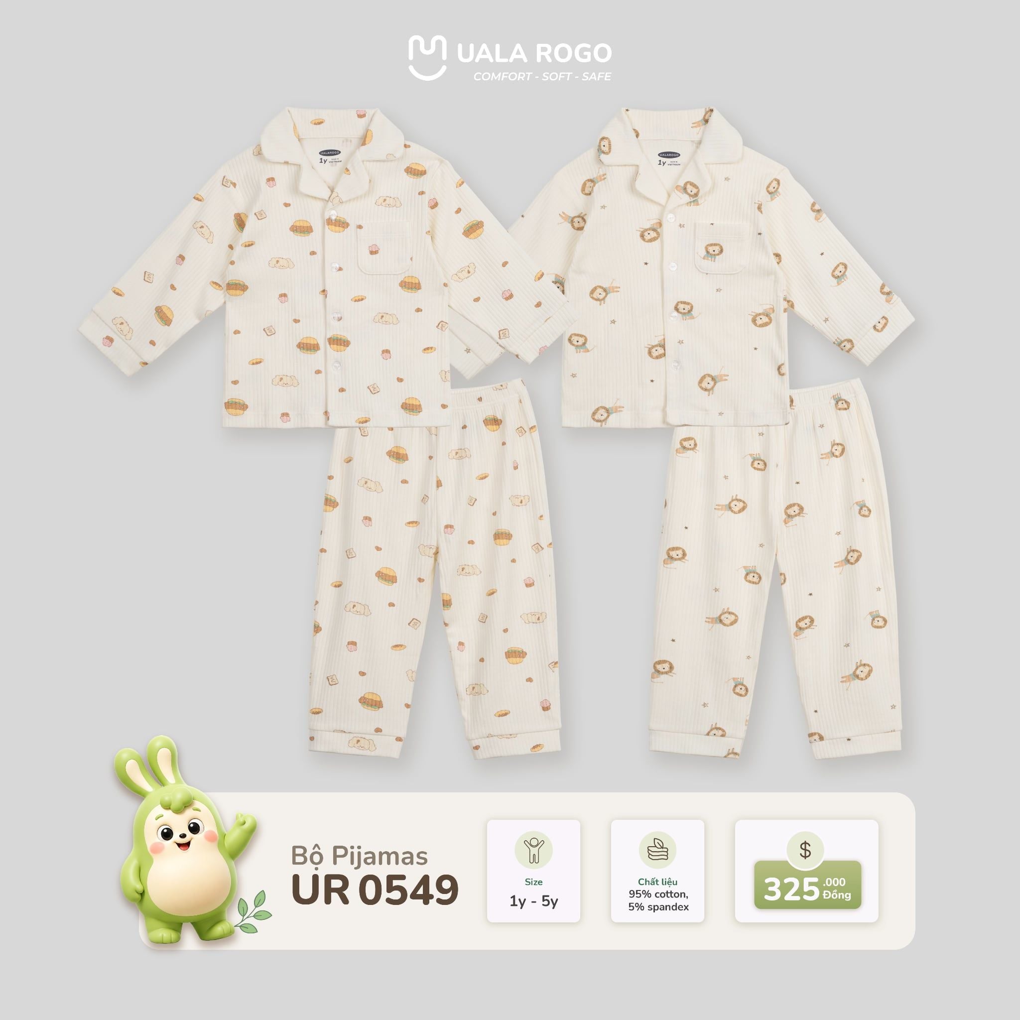  Bộ Pijamas dài tay họa tiết xinh xắn Uala Rogo UR 0549 