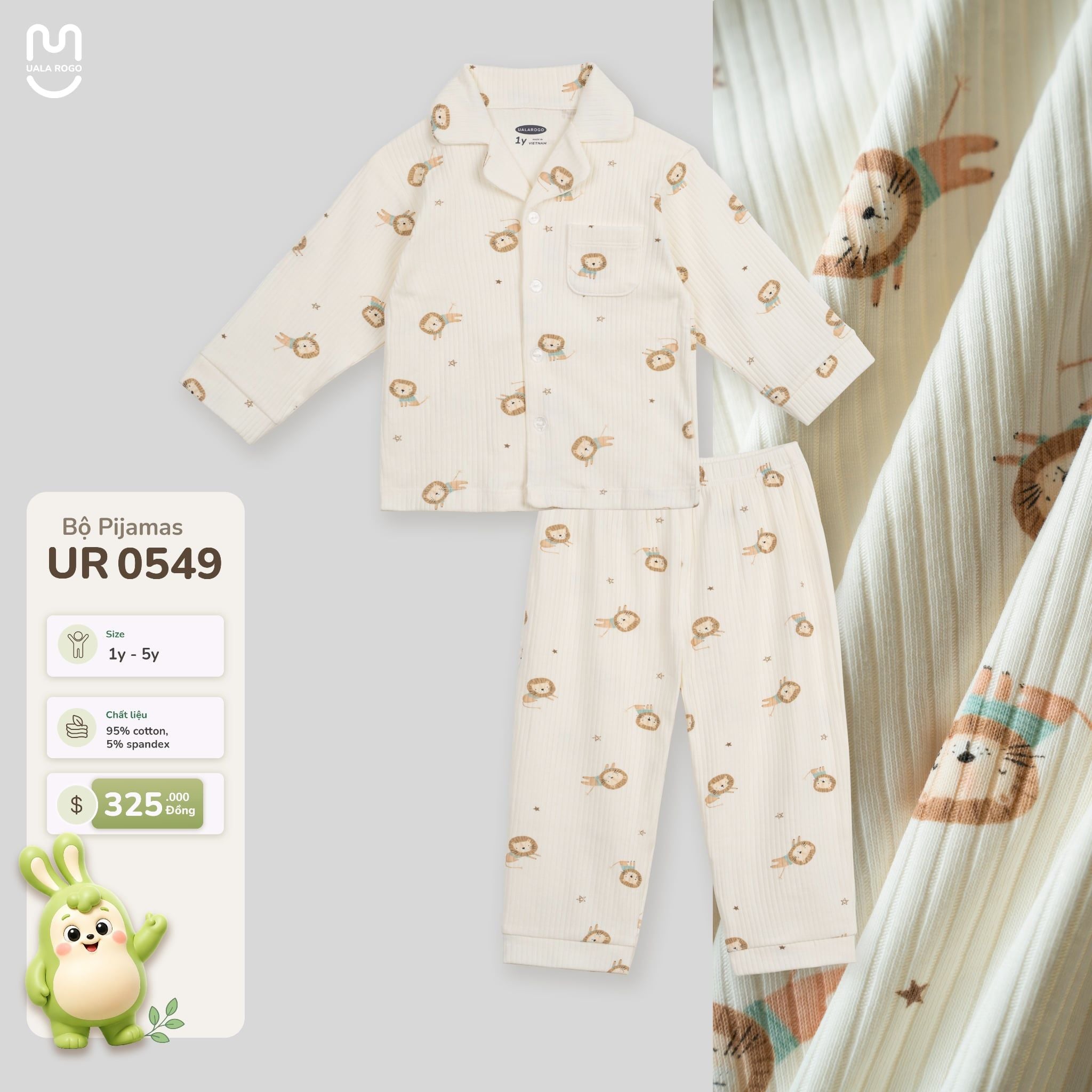  Bộ Pijamas dài tay họa tiết xinh xắn Uala Rogo UR 0549 