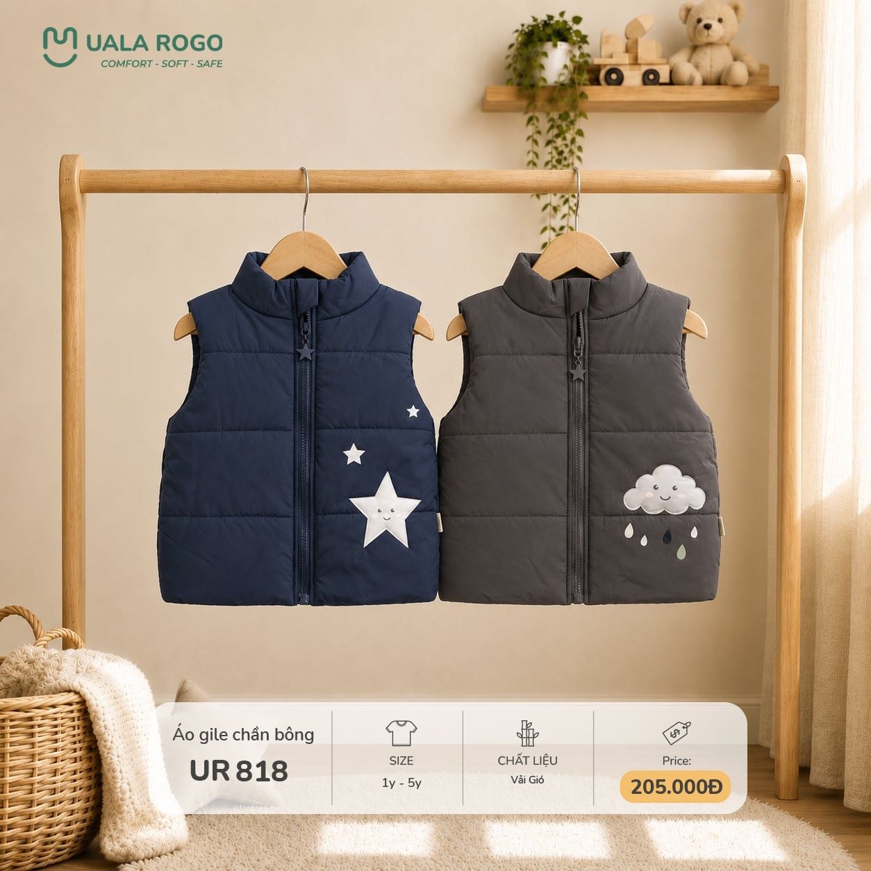  Áo gile chần bông UR 818 