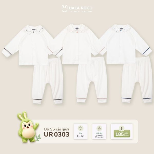  Bộ sơ sinh dài tay cài giữa cổ sen Uala Rogo UR 0303 