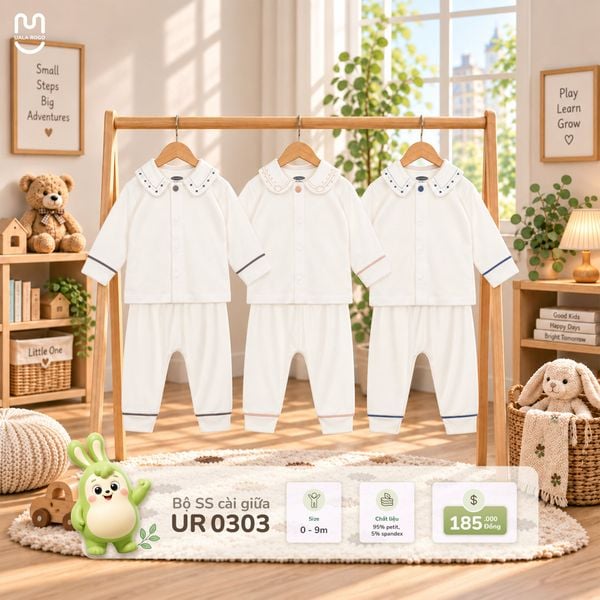  Bộ sơ sinh dài tay cài giữa cổ sen Uala Rogo UR 0303 