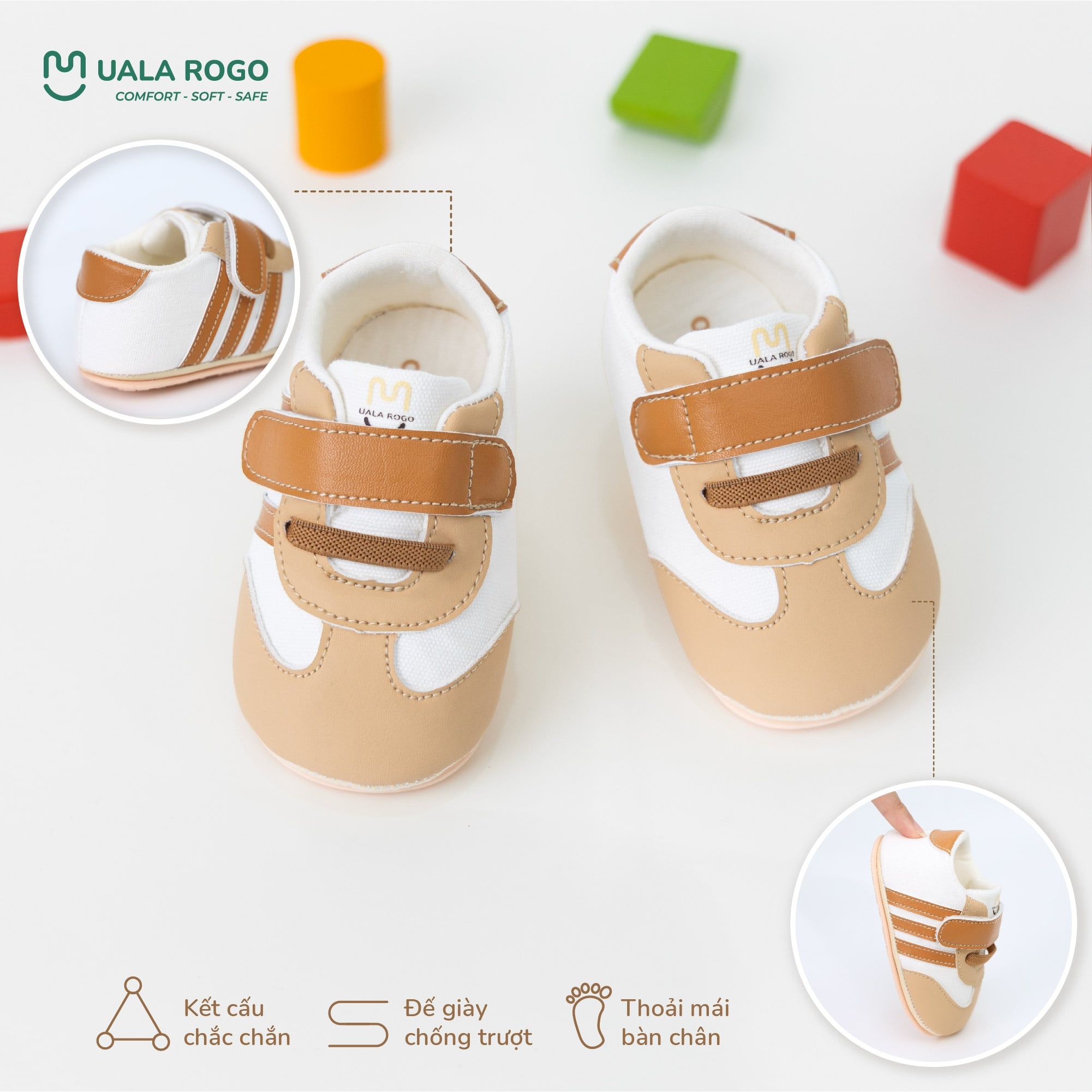  Giày Tập Đi Vải Mềm Thoáng Khí Thiết Kế Quai Dán Tiện Lợi UR 0927 