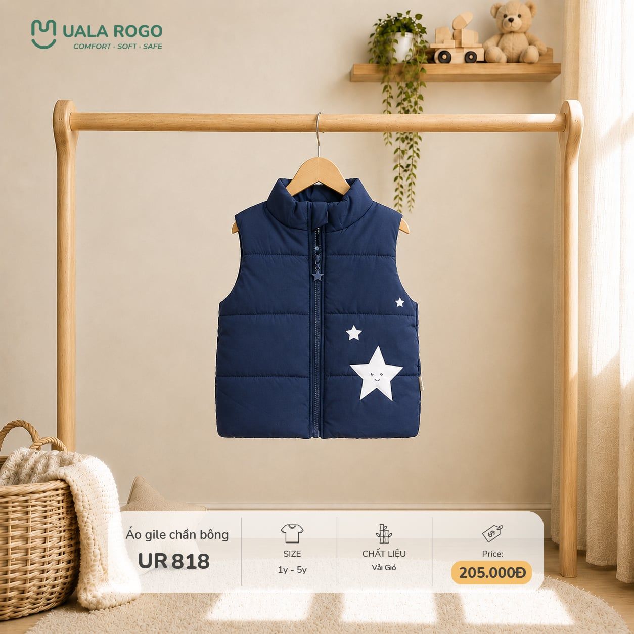  Áo gile chần bông UR 818 