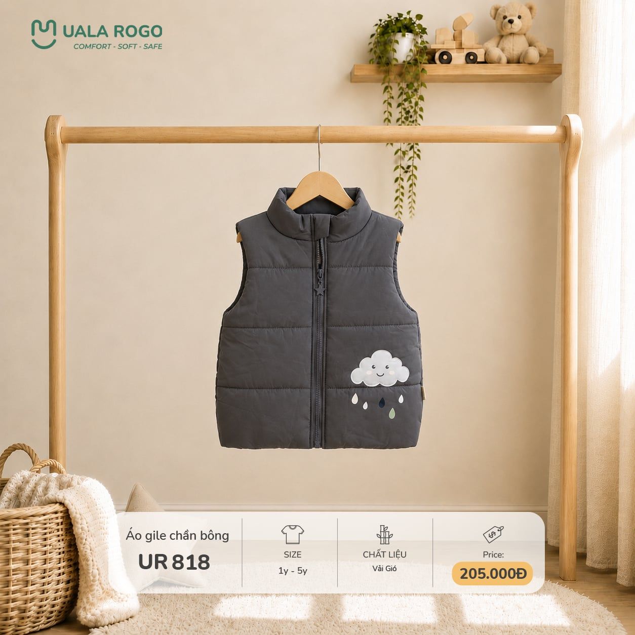  Áo gile chần bông UR 818 