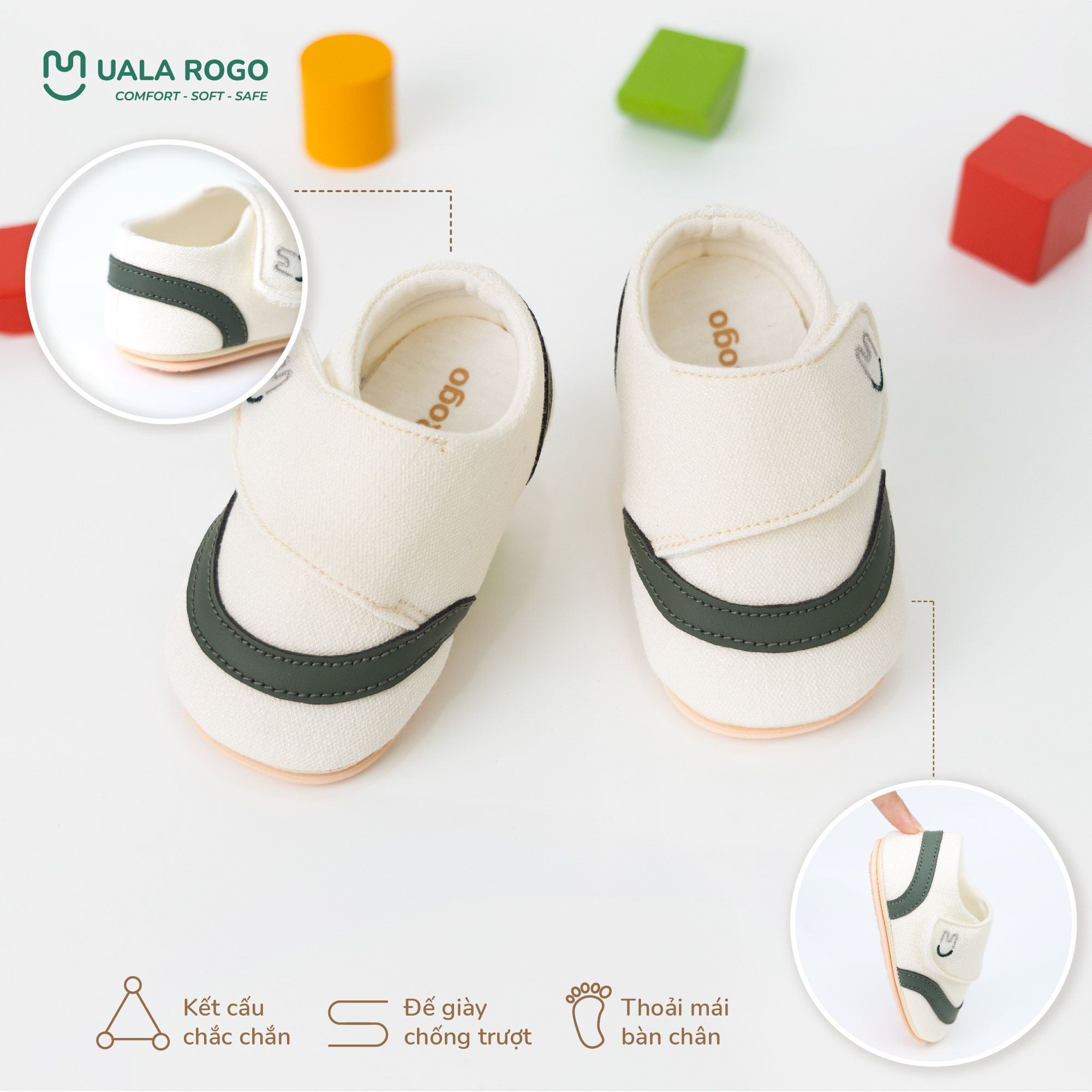  Giày Tập Đi Vải Mềm Thoáng Khí Thiết Kế Quai Dán Tiện Lợi UR 0924 