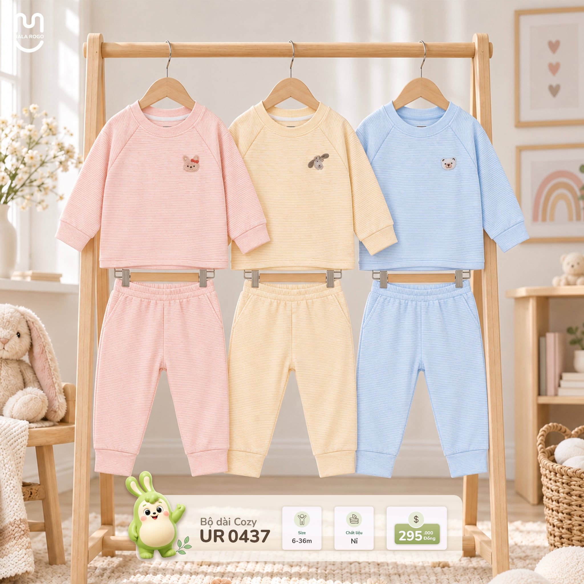  Bộ dài tay nỉ xốp Cozy Uala Rogo UR 0437 
