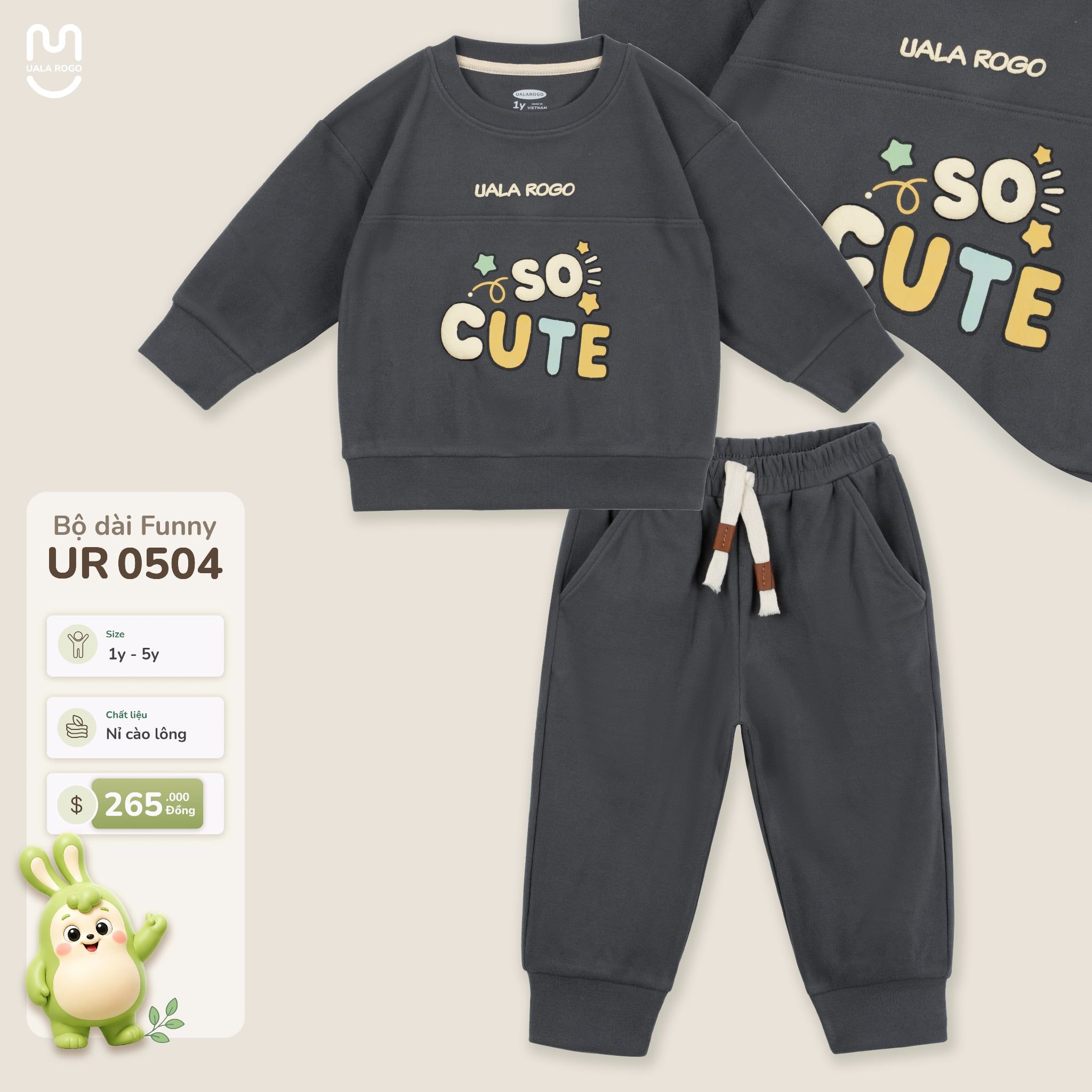  Bộ nỉ cào lông dài tay Funny Uala Rogo UR 0504 