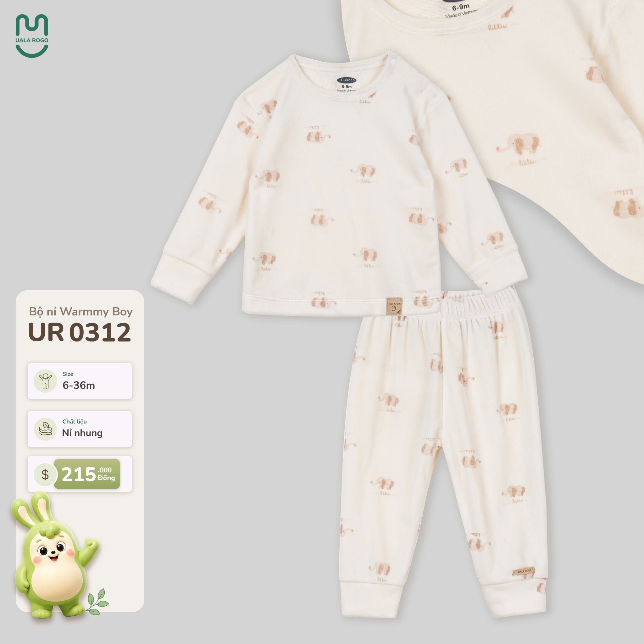 Bộ nỉ nhung Warmmy Boy UR 0312 