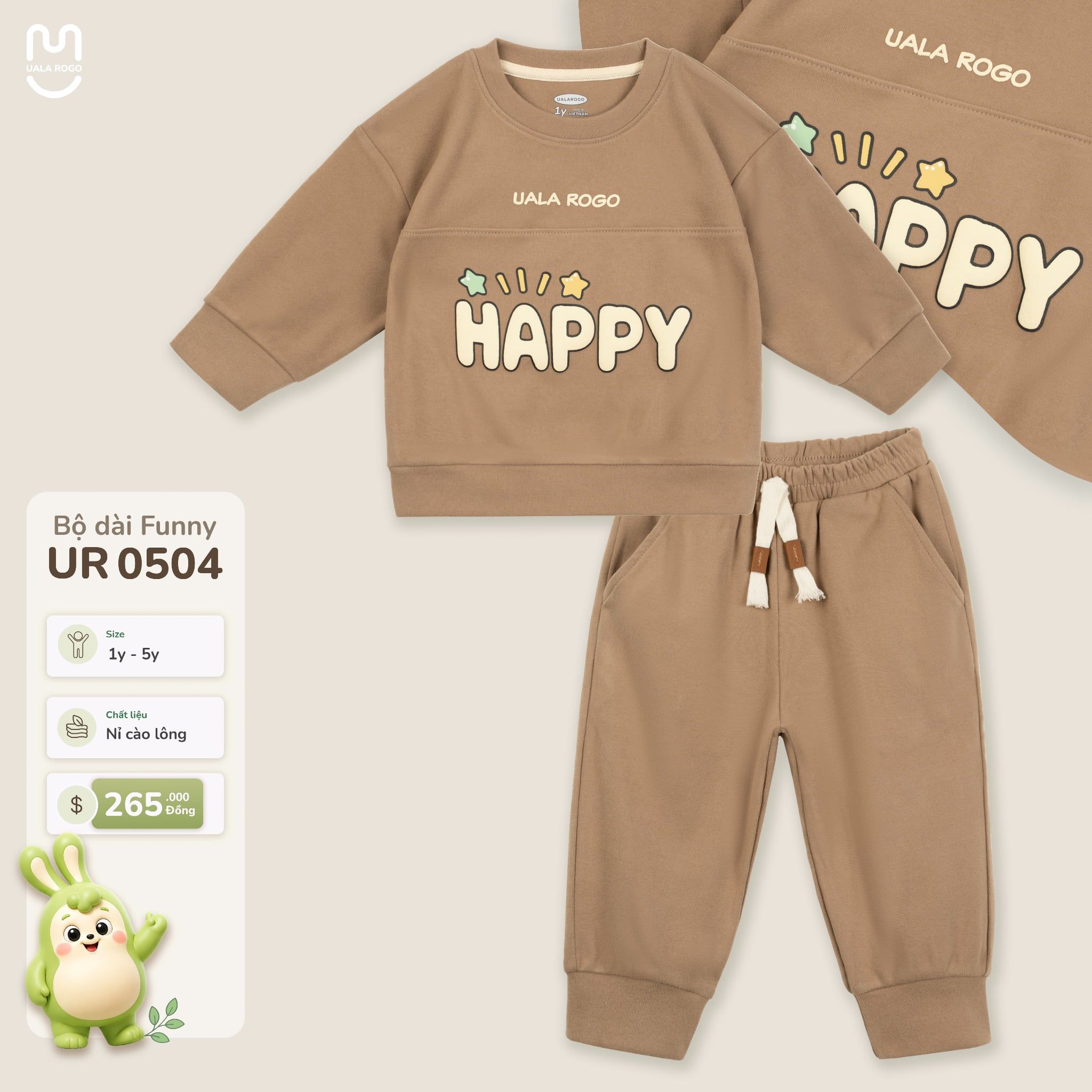  Bộ nỉ cào lông dài tay Funny Uala Rogo UR 0504 