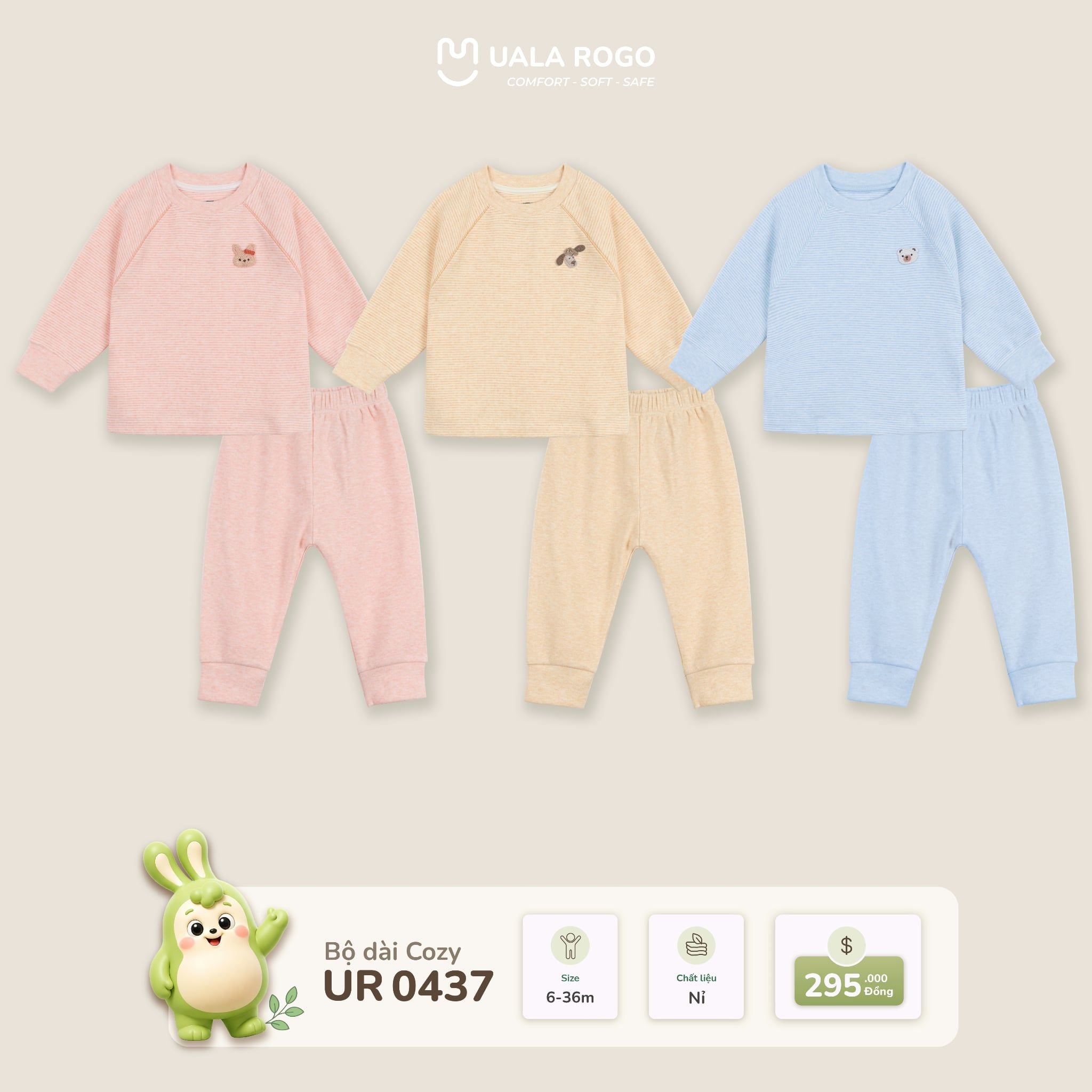  Bộ dài tay nỉ xốp Cozy Uala Rogo UR 0437 