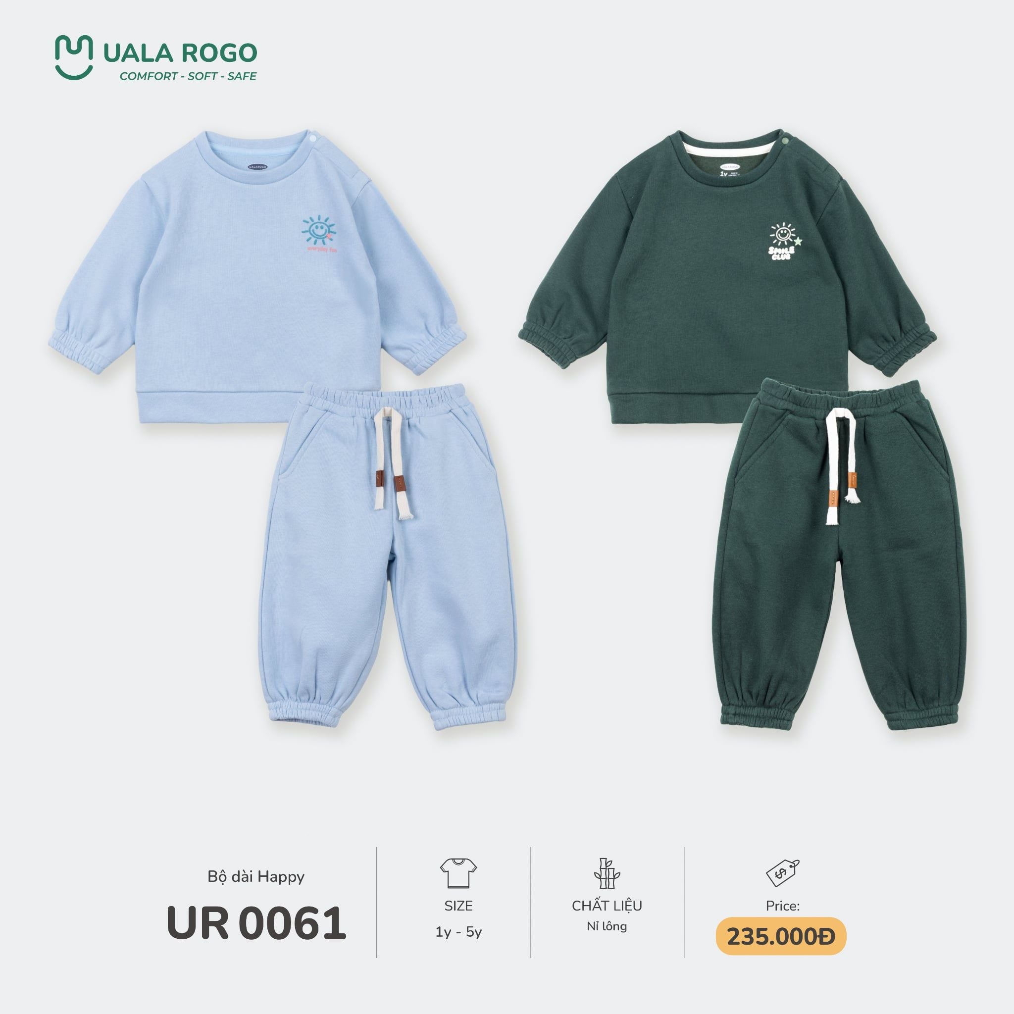  Bộ nỉ lông dài tay Uala Rogo UR 0061 