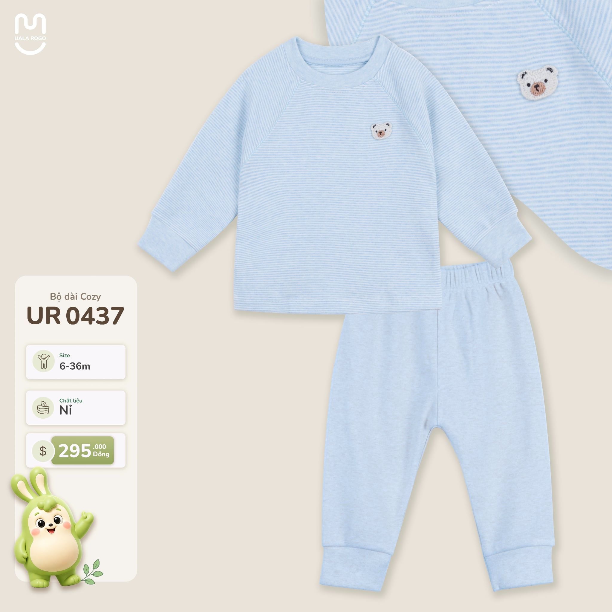  Bộ dài tay nỉ xốp Cozy Uala Rogo UR 0437 
