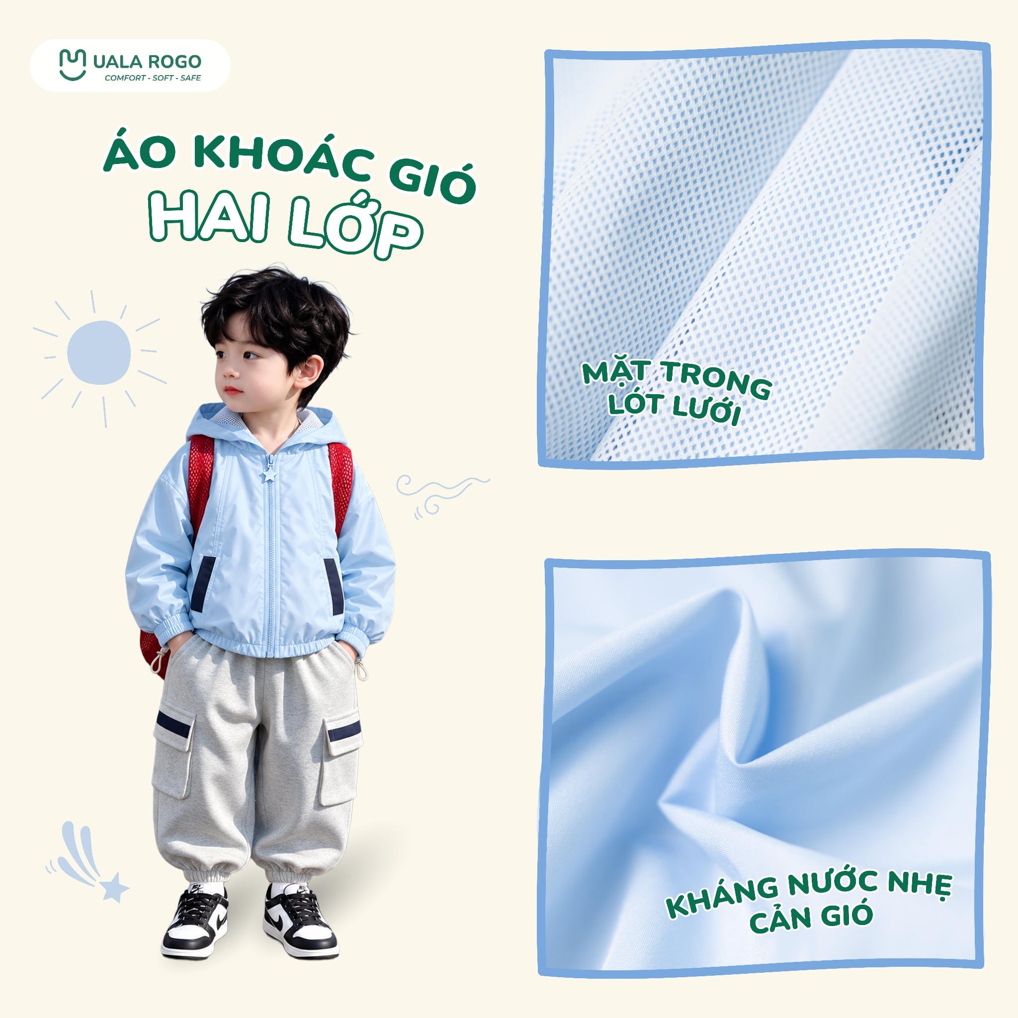  Áo khoác gió 2 lớp Uala Rogo UR 0288 