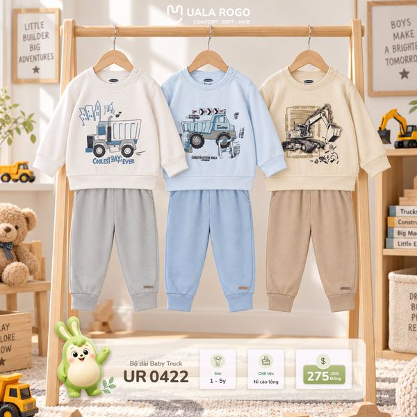  Bộ nỉ cào lông dài tay Baby Truck Uala Rogo UR 0422 