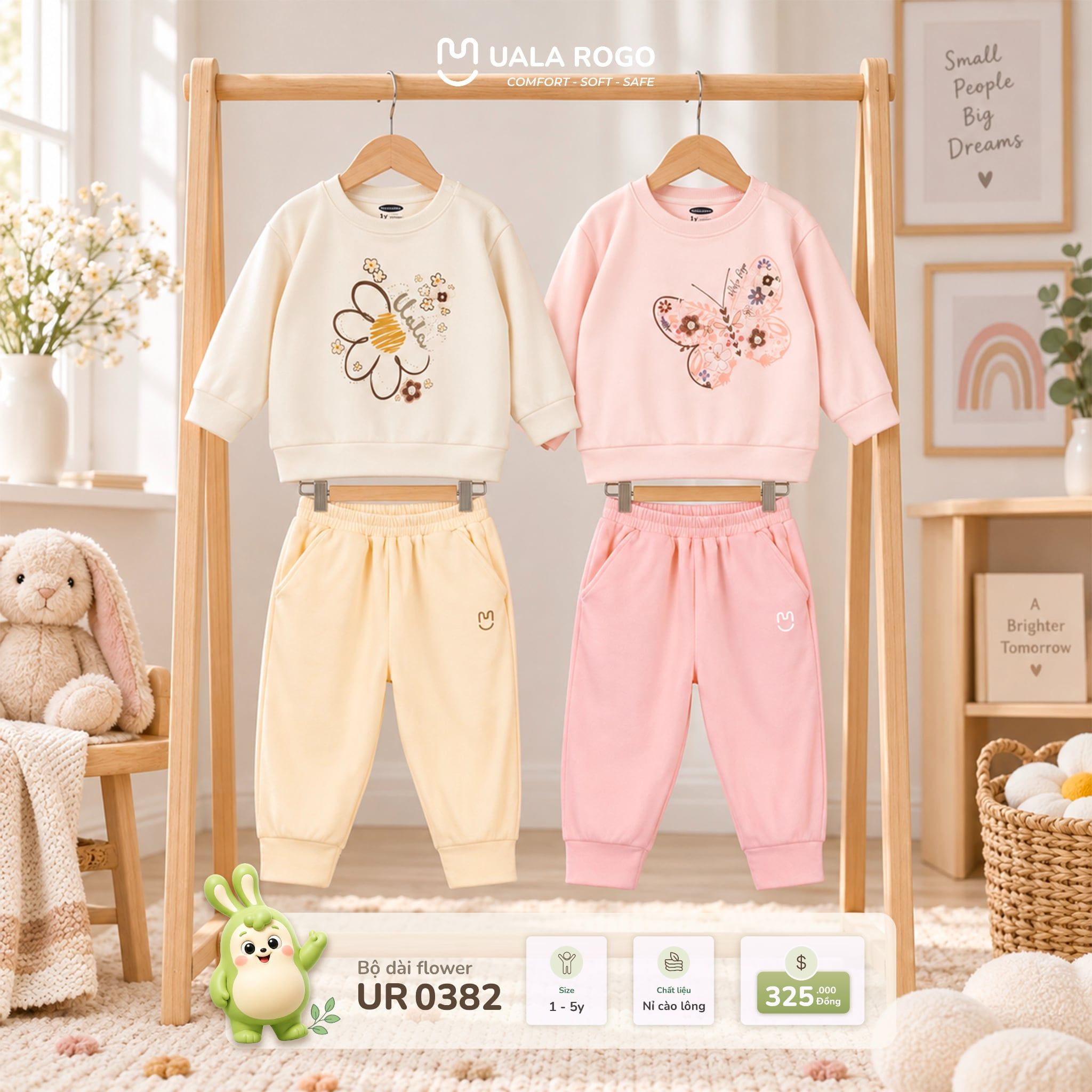  Bộ nỉ cào lông dài tay Flower Uala Rogo UR 0382 
