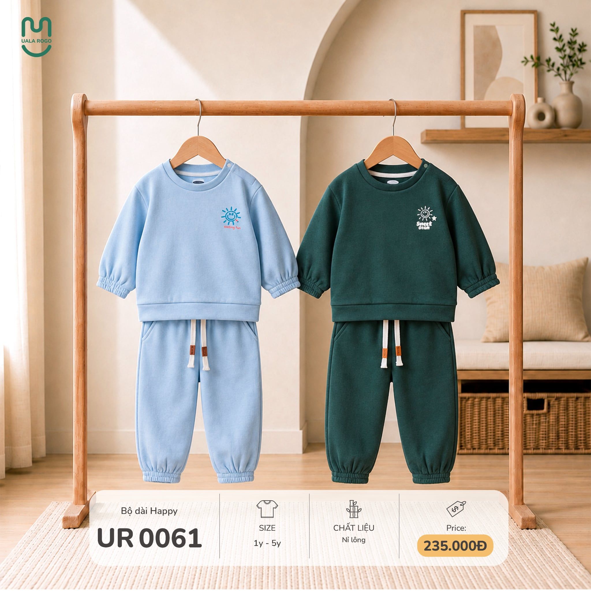 Bộ nỉ lông dài tay Uala Rogo UR 0061 