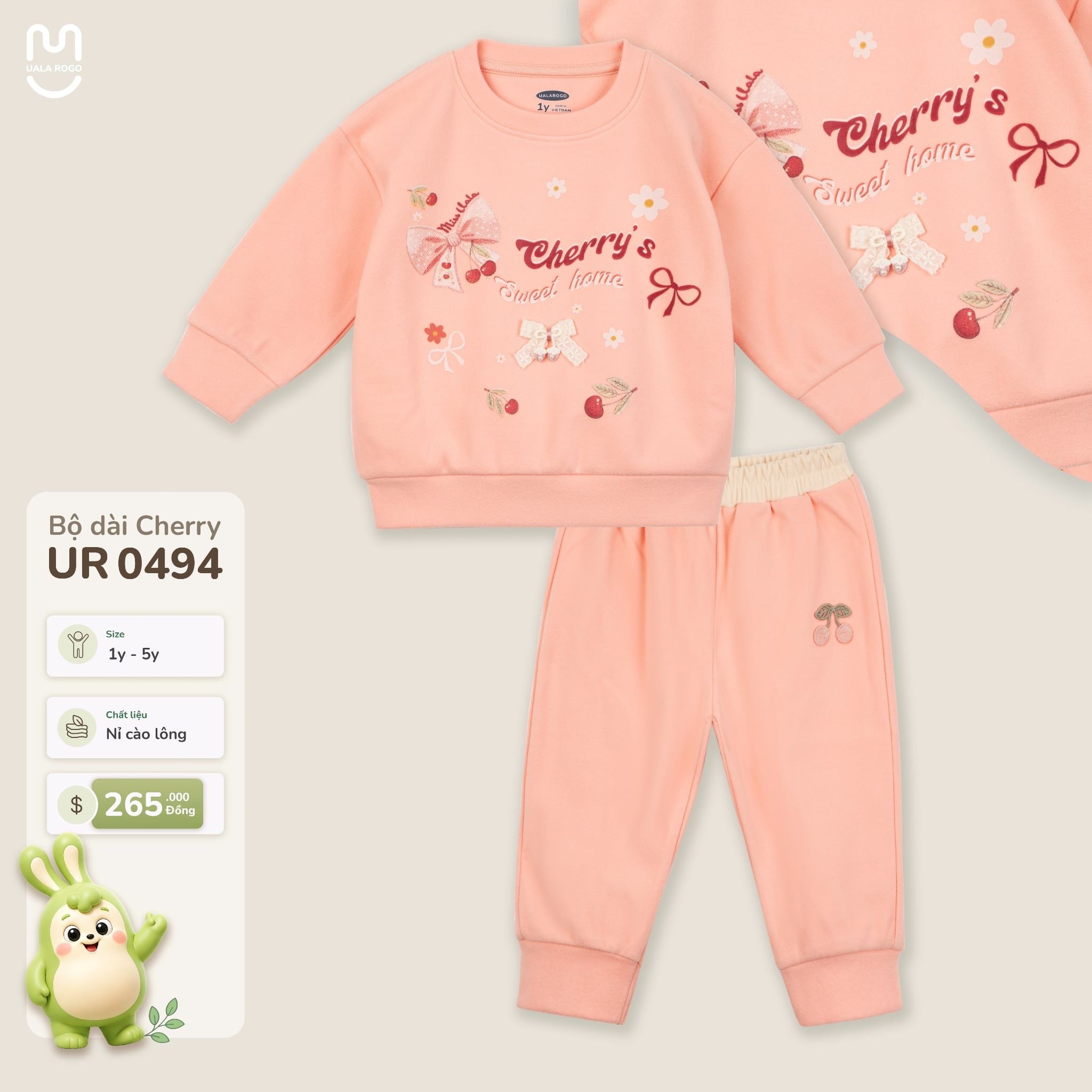  Bộ nỉ cào lông dài tay Cherry Uala Rogo UR 0494 