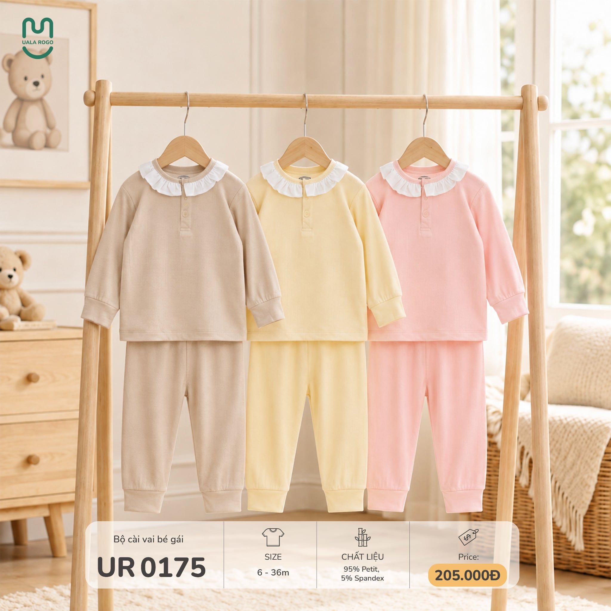  Bộ dài Petit cổ sen bèo bé gái Uala Rogo UR 0175 