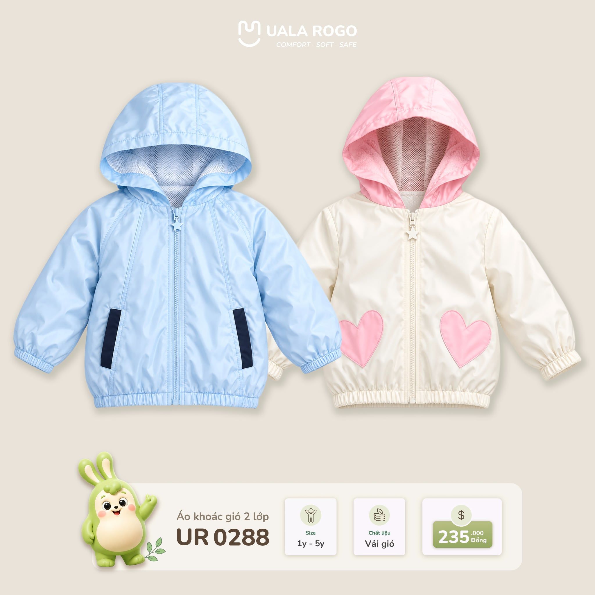  Áo khoác gió 2 lớp Uala Rogo UR 0288 