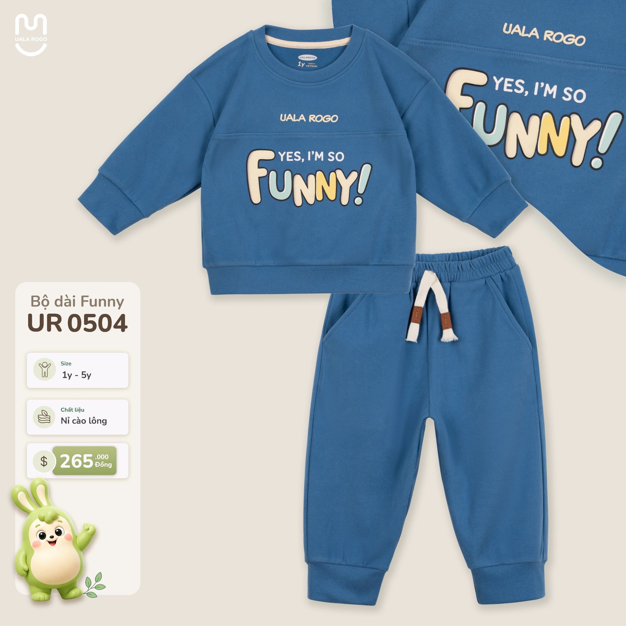  Bộ nỉ cào lông dài tay Funny Uala Rogo UR 0504 