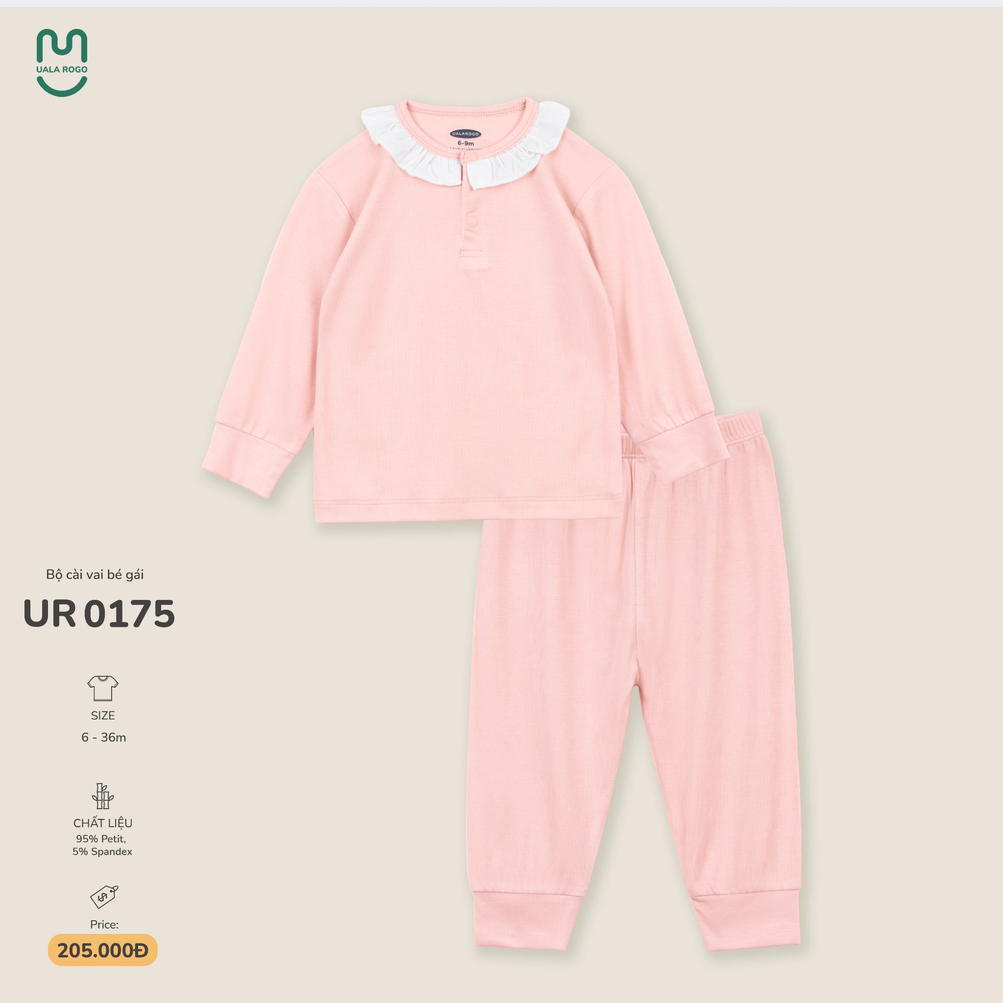  Bộ dài Petit cổ sen bèo bé gái Uala Rogo UR 0175 