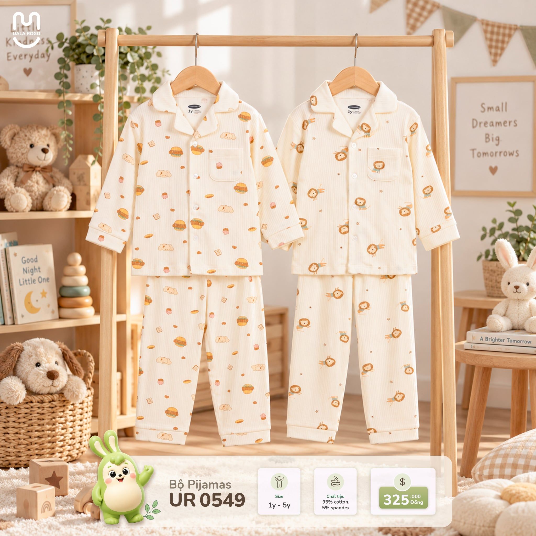  Bộ Pijamas dài tay họa tiết xinh xắn Uala Rogo UR 0549 