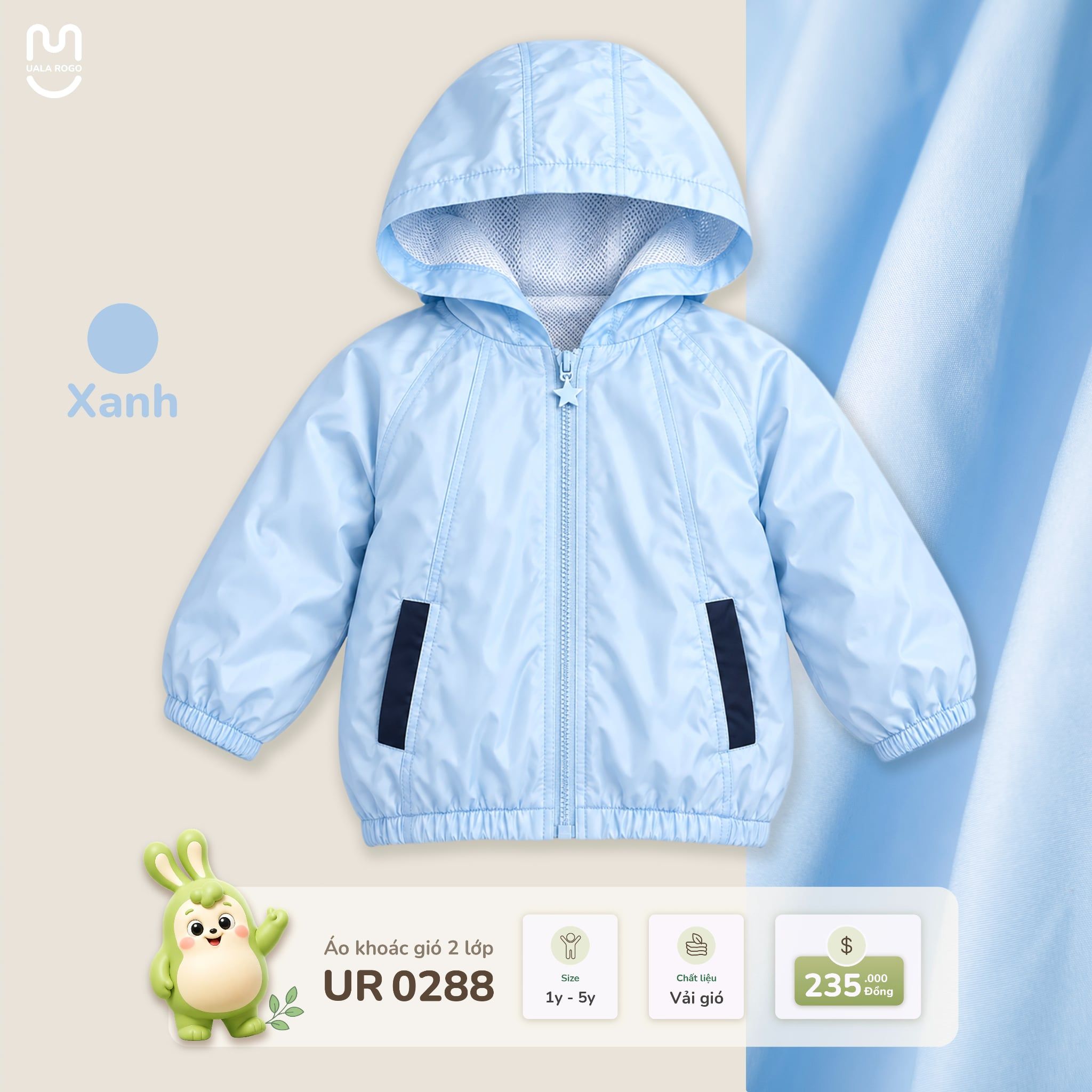  Áo khoác gió 2 lớp Uala Rogo UR 0288 