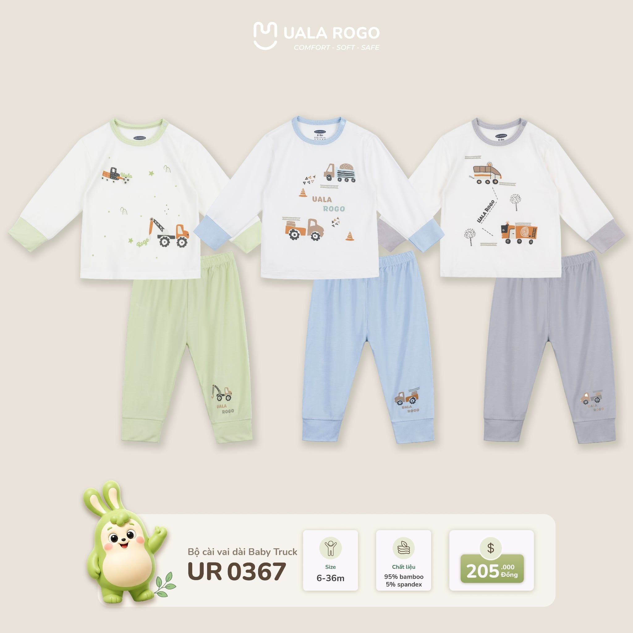  Bộ cài vai dài Baby Truck Uala Rogo UR 0367 