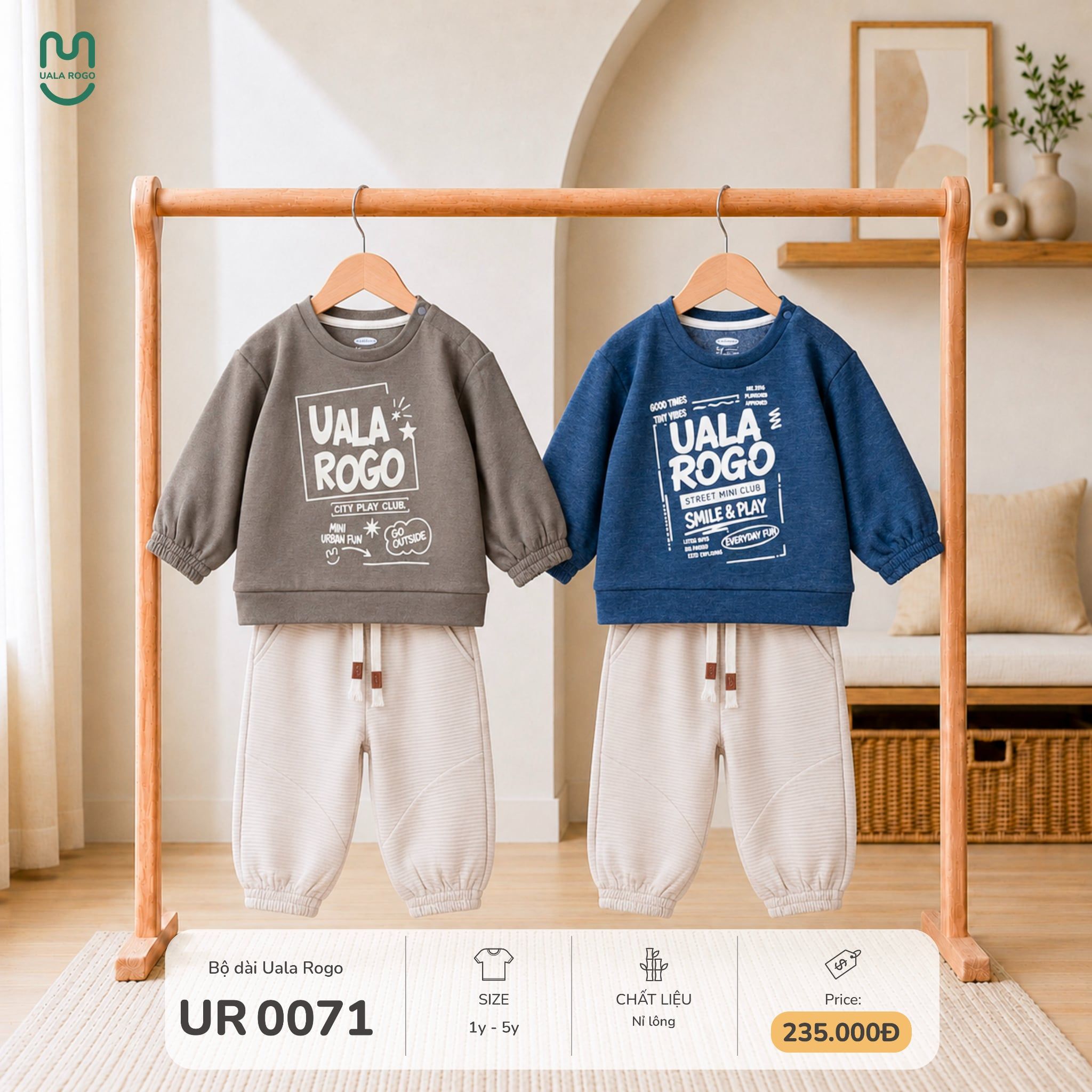  Bộ nỉ lông dài tay Uala Rogo UR 0071 
